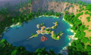 Wspaniałe seedy do Minecraft: wyspa z wioską na wodzie, otoczona bujną dżunglą i klifami. Idealne miejsce na przygodę!