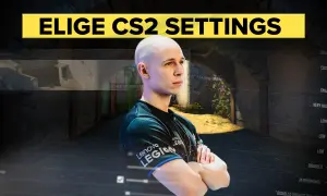 Młody gracz w koszulce Lenovo Legion, obok menu ustawień CS2. Wybierz najlepsze elige settings dla swojej gry.