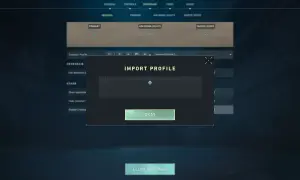 Okno "IMPORT PROFILE" z kodem ustawień celownika. Kliknij "OKAY", by zaimportować swój ulubiony scream crosshair.