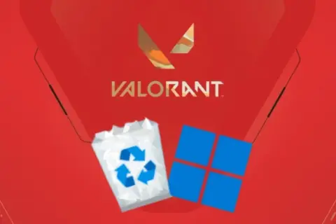 Ikona kosza na śmieci i logo Windows obok napisu Valorant sugerują, jak odinstalować Valorant.