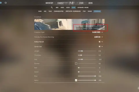 Ustawienia celownika w grze. Możliwość udostępniania lub importowania konfiguracji ropz crosshair.