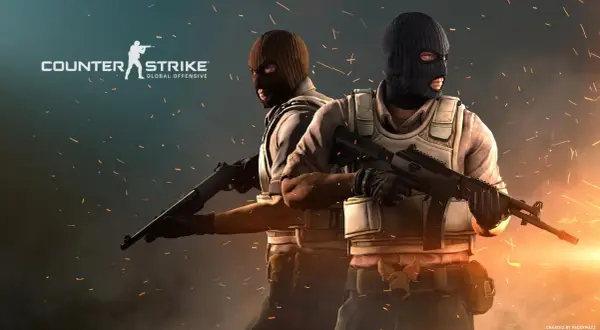 Dwóch zamaskowanych graczy Counter-Strike: Global Offensive z bronią, gotowych do akcji. Idealny obrazek do poradnika CS GO.