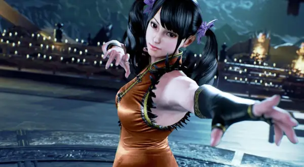 Ling Xia z Tekken 7 w pomarańczowej sukience, gotowa do walki. Dowiedz się, jak odblokować postacie w Tekken 7 i odkryj jej sekrety!