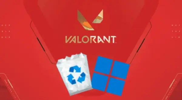 Ikona kosza na śmieci i logo Windows obok napisu Valorant sugerują, jak odinstalować Valorant.