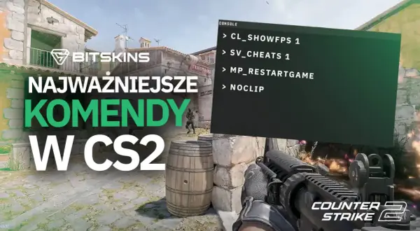 Najważniejsze komendy w CS2, w tym sv_cheats 1, wyświetlone na ekranie konsoli.