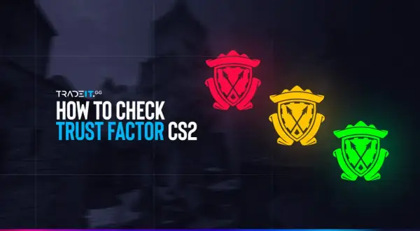 Jak sprawdzić **trust factor** CS2? Ikony w kolorach czerwonym, żółtym i zielonym symbolizują różne poziomy zaufania.