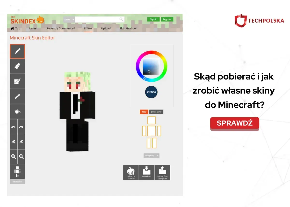 Edytor skinów Minecraft: zobacz, jak zrobić skina w Minecraft, tworząc postać w garniturze.