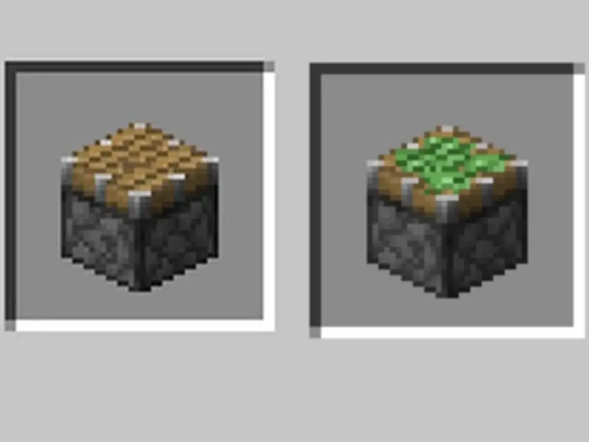 Dwa bloki z gry Minecraft: zwykły tłok i lepki tłok, kluczowe elementy do piston crafting.