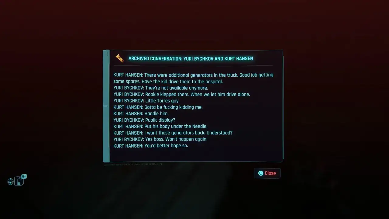 Cyberpunk rozmowa o zaginionych generatorach. Kurt Hansen grozi, że