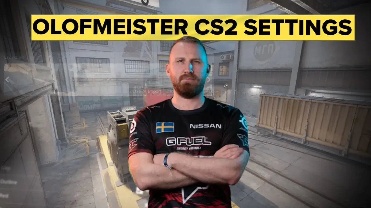 Olofmeister w CS2, z ikoną Szwecji na koszulce, prezentuje swoje ustawienia.