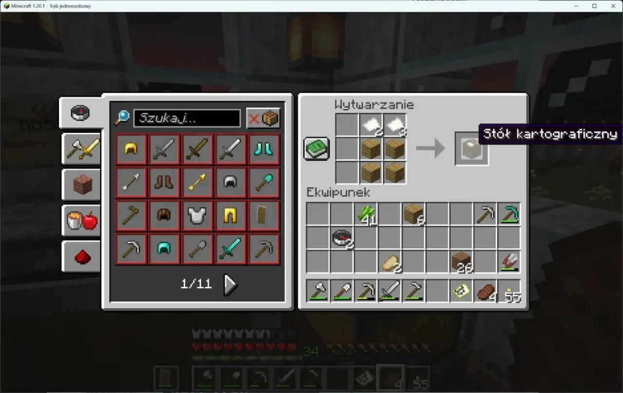 Jak zrobić st&oacute;ł kartograficzny w Minecraft: potrzebujesz 2 papier&oacute;w i 4 desek. Wytwarzanie stołu kartograficznego jest proste!