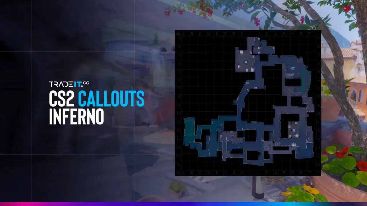 Mapa CS2 Inferno z nazwami punkt&oacute;w. Poznaj kluczowe miejsca na mapie, by zyskać przewagę.