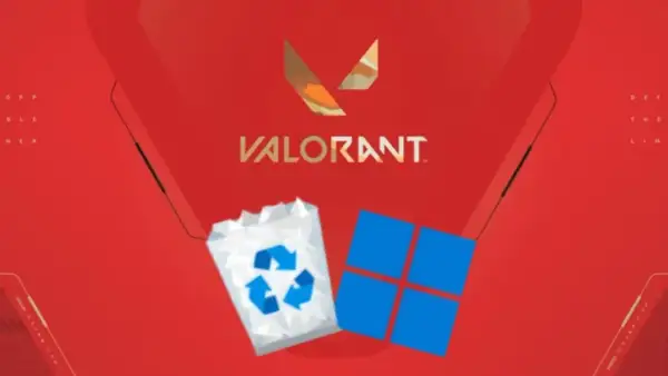Ikona kosza na śmieci i logo Windows obok napisu Valorant sugerują, jak odinstalować Valorant.
